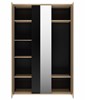 Armoire-3-portes-1-miroir-Duplex-decor-chataignier-naturel-noir-G72180-130cm-front-open-Gautier