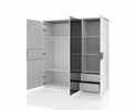 Armoire-3-portes-Vertigo-decor-chene-gris-laque-blanc-brillant-196cm-open-Albea-Mobili