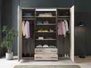 Armoire-4-portes-Tiffany-decor-chene-chateau-230cm-open-Dullaert