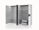 Armoire-4-portes-Vertigo-decor-chene-gris-laque-blanc-brillant-259cm-open-Albea-Mobili