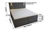 Boxspring-Rotterdam-tissu-Inari-gris-dimensions Divaco