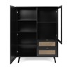 Vitrine-Vienna-53A-highboard-black-natur-cane-front-open-101cm-Finori