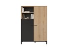 Bar-2-portes-1-tiroir-2-niches-Trust-decor-bois-brun-noir-chene-helvezia-J0J230-102cm-front-Gautier