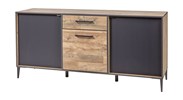 Buffet-3-portes-1-tiroir-Perugia-decor-brun-clair-noir-mat-K632-DR3-210cm-Evan