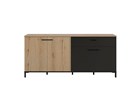 Buffet-4-portes-1-tiroir-Trust-decor-bois-brun-noir-chene-helvezia-J0J500-180cm-front-Gautier