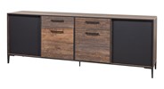 Buffet-4-portes-2-tiroir-Perugia-decor-brun-fonce-noir-mat-K647-DR1-246cm-Evan