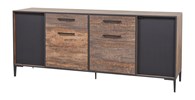 Buffet-4-portes-2-tiroir-Perugia-decor-brun-fonce-noir-mat-K647-DR2-210cm-Evan