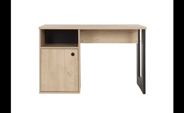 Bureau-1-porte-1-niche-Duplex-decor-chataignier-naturel-noir-G72150-120cm-front-Gautier