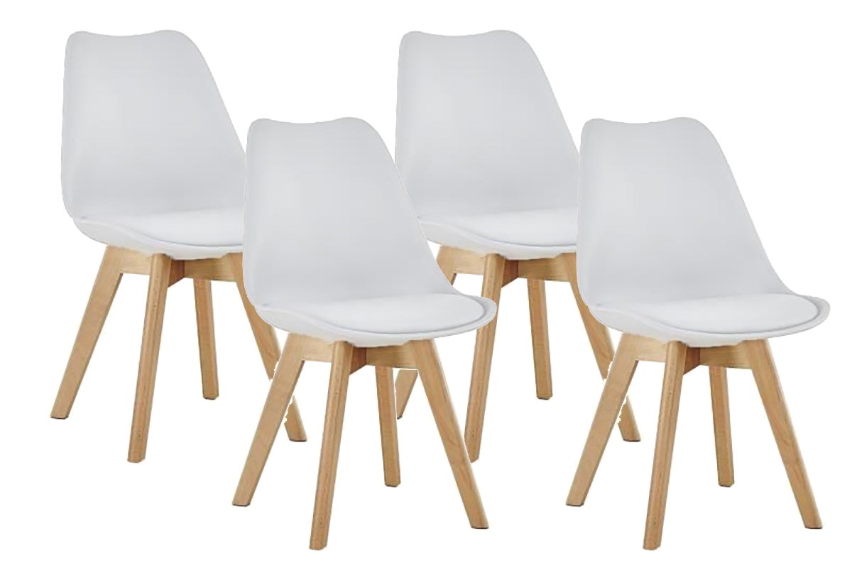 achterzijde lever flexibel Set van 4 stoelen Retro 9606 - wit - Meubelen Crack
