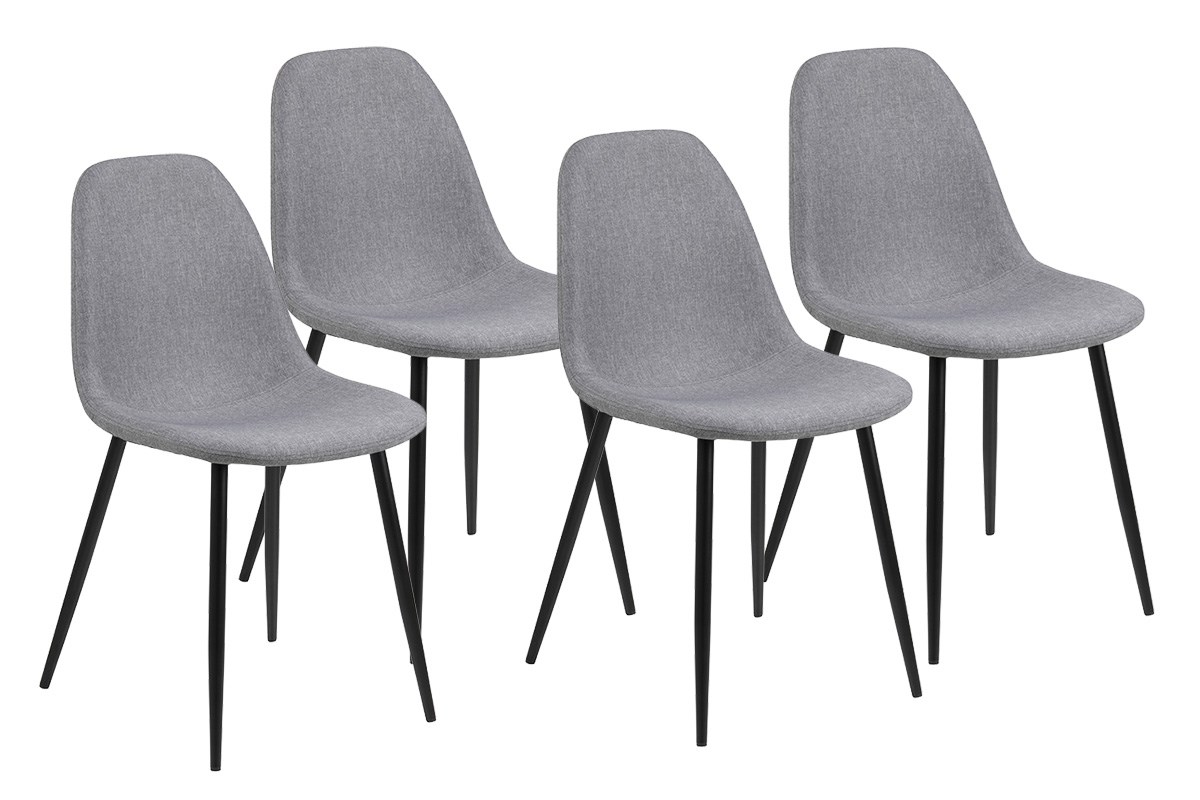 Opgetild lid Drama Set van 4 stoelen Wilma - light grey - zwarte poten - Meubelen Crack