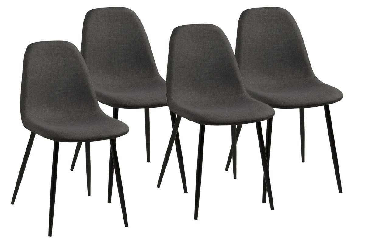 neef redactioneel Larry Belmont Set van 4 stoelen Wilma - grey - zwarte poten - Meubelen Crack