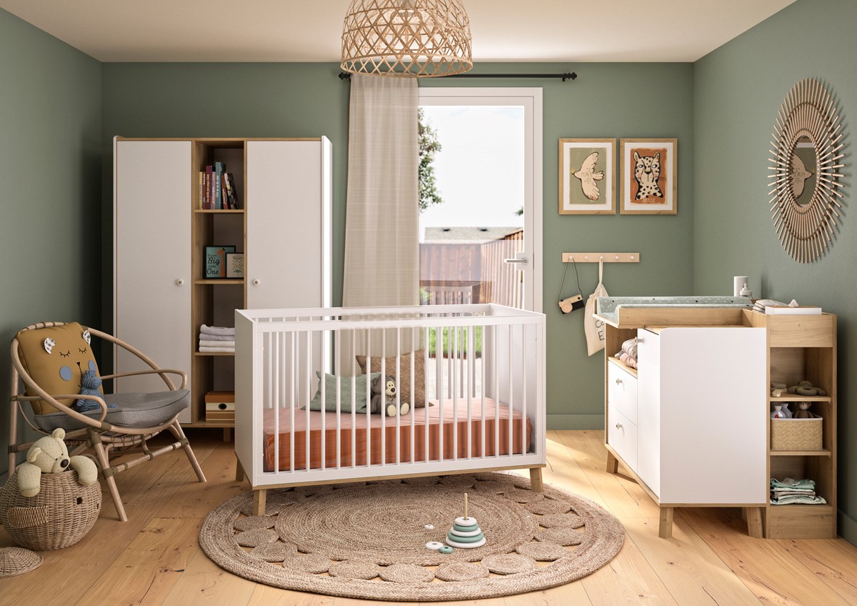 Mobilier bébé de chambre complète blanche design et épurée