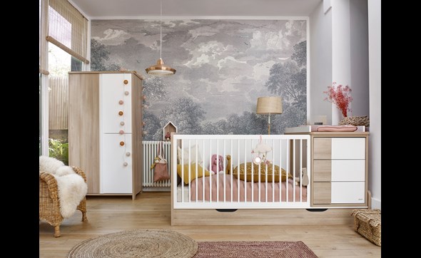 Chambre bébé avec lit évolutif Sacha - chêne - Meubles Crack