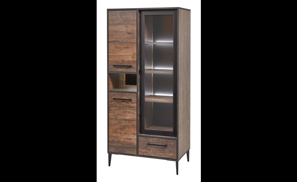 Colonne-vitrine-3-portes-1-tiroir-1-niche-Perugia-decor-brun-fonce-noir-mat-K647-KV1R-82cm-Evan