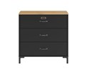 Commode-3-tiroirs-Diagone-Manchester-decor-noir-E13046-81cm-front-Gautier