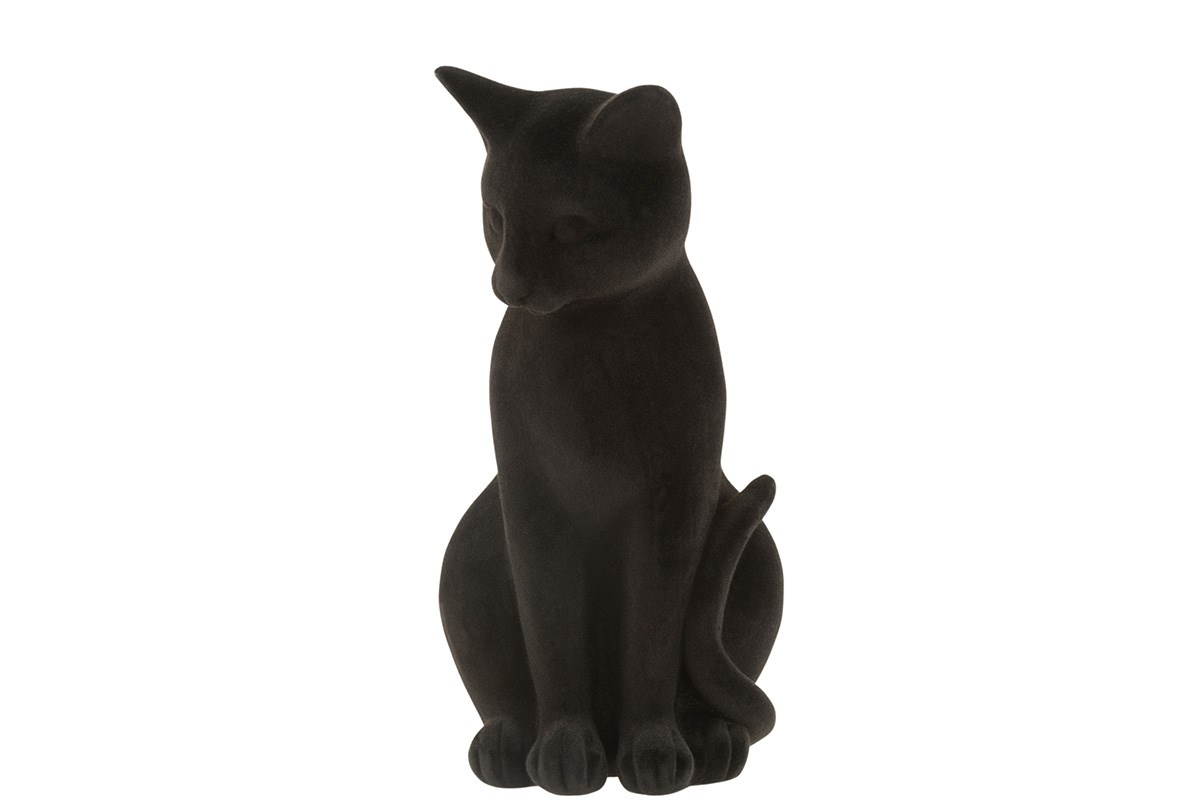 VINTAGE ZWARTE KAT Beeld.green Eyed Black Cat Figurine.chat Noir