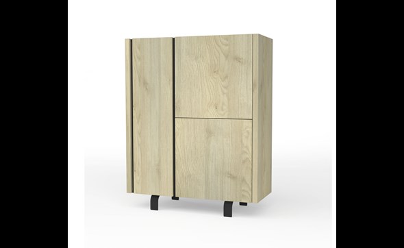 Bureau Rush 119cm, 1 porte & 1 tiroir - décor de chêne/noir