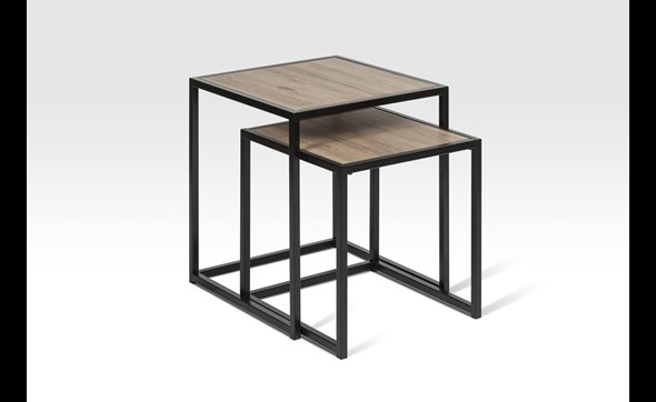 Mini-set-tables-d-appoint-DEC-1011-decor-bois-metal-4450cm-Decru