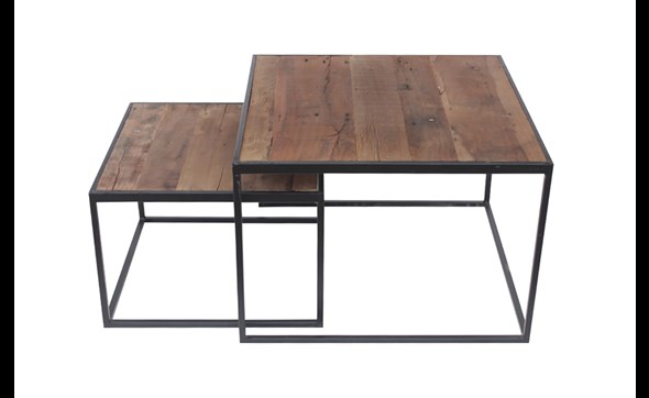 Set-2-tables-appoint-Quinn-3920-bois-recycle-metal-65cm-Rousseau