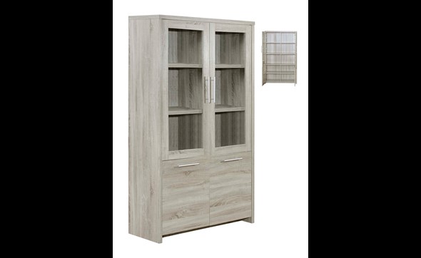 Vitrine-4-portes-Enzo-decor-bois-chene-sonoma-gris-110cm-Oosterlynck