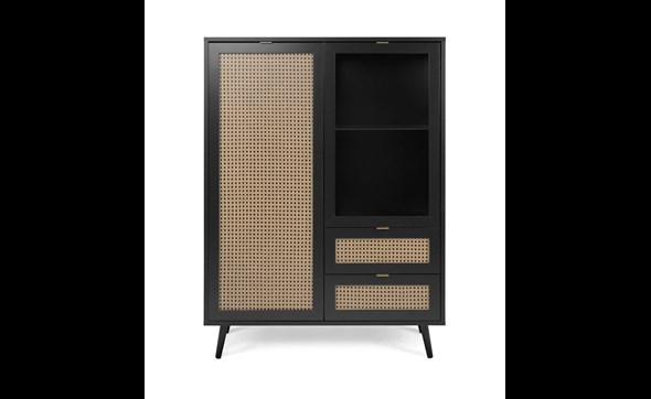 Vitrine-Vienna-53A-highboard-black-natur-cane-front-101cm-Finori